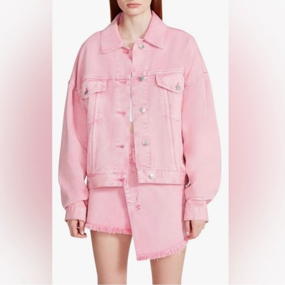 Steve Madden Pink Jean Jacket Classic Oversized Fit